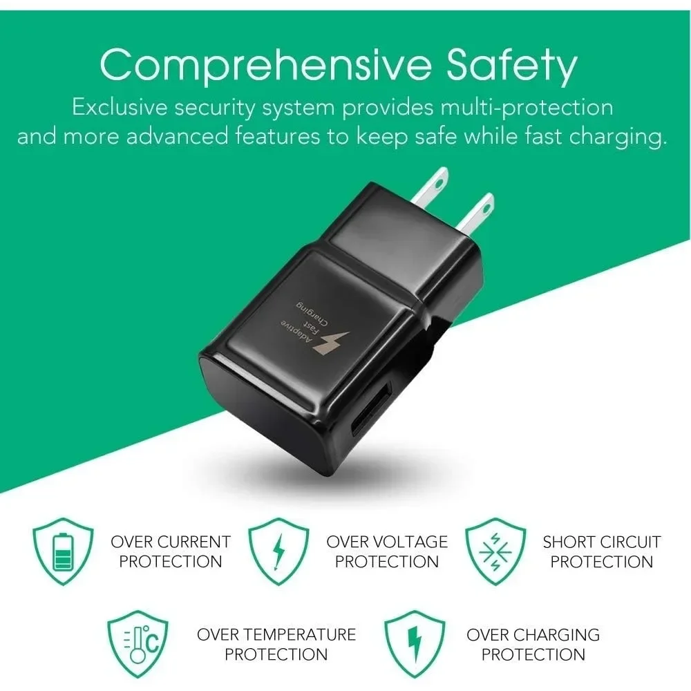 2 Pack Samsung Adaptive Fast Charging USB Wall Charger Adapter for Samsung Galaxy , Android Phone Travel Plug , LG Quick Charge