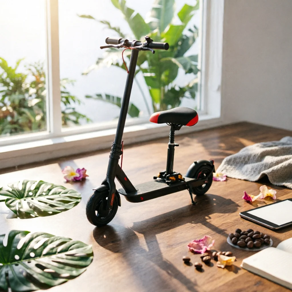 Electric Scooter Seat with Post Padded Scooter Seat with Adjustable Post Accessory Compatible Long-Lasting for Commuters
