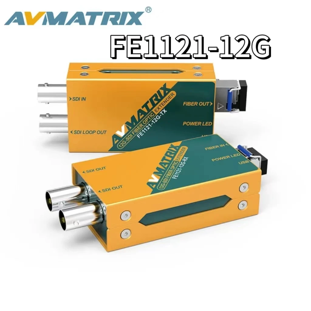 

AVMATRIX FE1121-12G Fiber Optic Extender 10km 12G/6G/3G-SDI Input & loopout on Transmitter Dual 12G-SDI outputs on Receiver