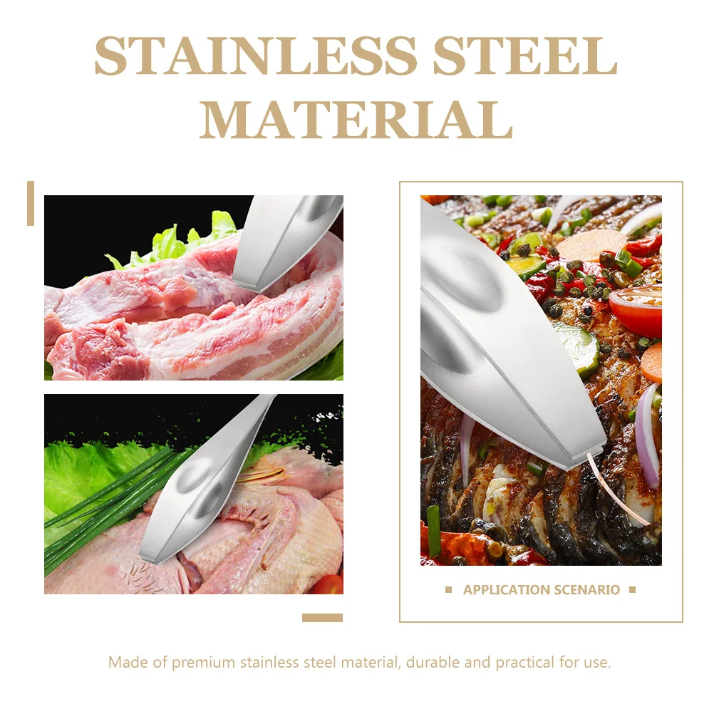 

3pcs Stainless Steel Poultry Hair Tweezers Fish Bone Removal Kitchen Tool Durable Practical Easy Grip Lashes Bridegroom