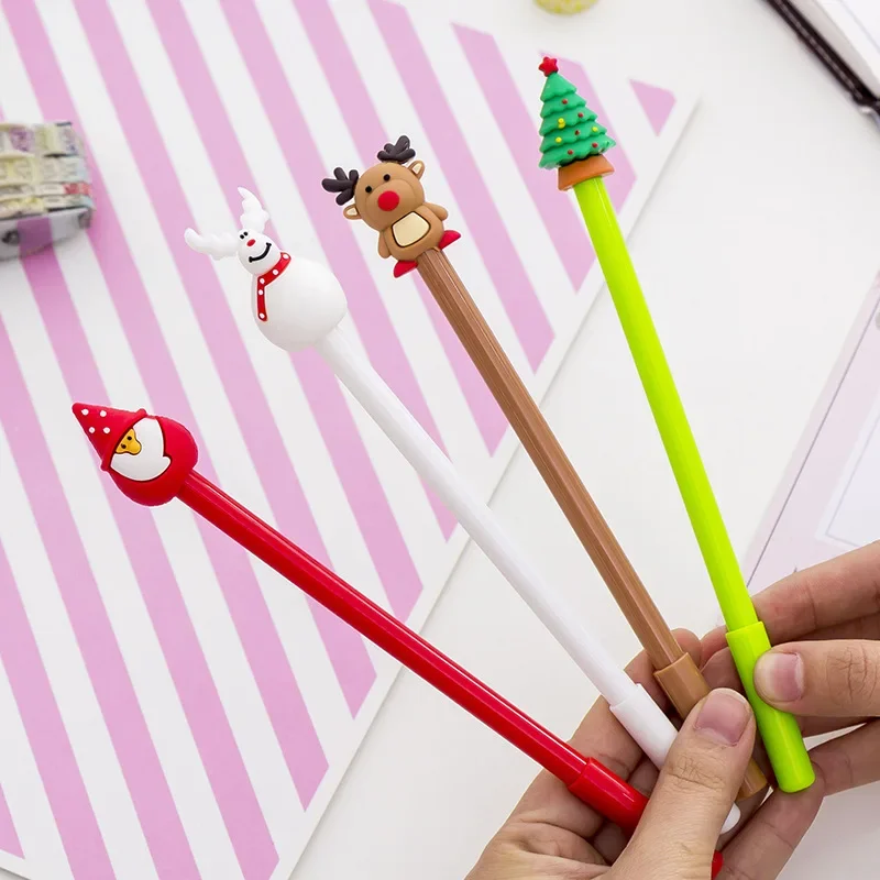 

8 pcs Mixed New Christmas Snowman Santa Claus Elk Gel Ink Pens For Writing Stationery Cute Pens Gift School Office Supplies