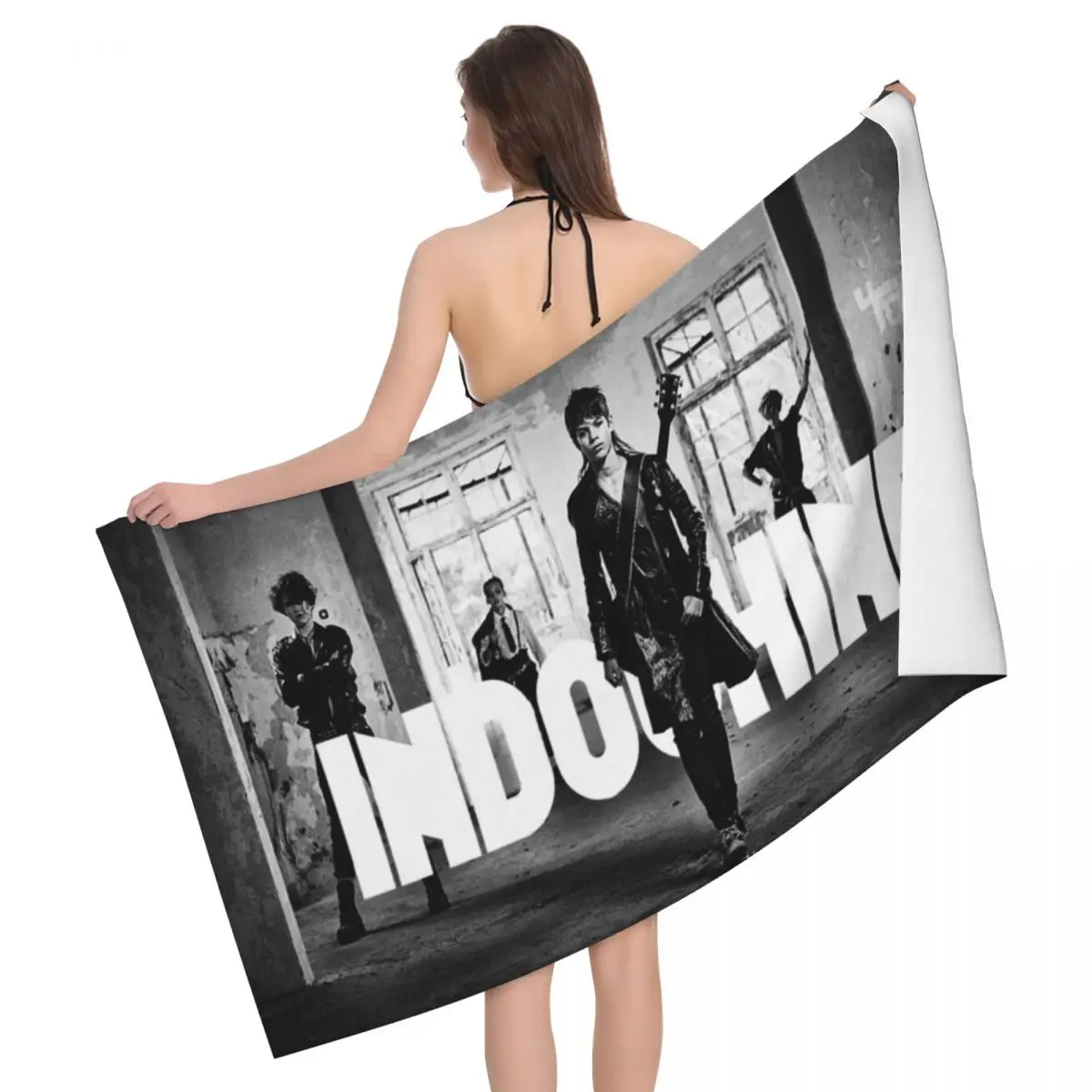 Indochine Best Of French Pop Rock Beach Towel Customized Soft Linen Microfiber Bathroom Towels