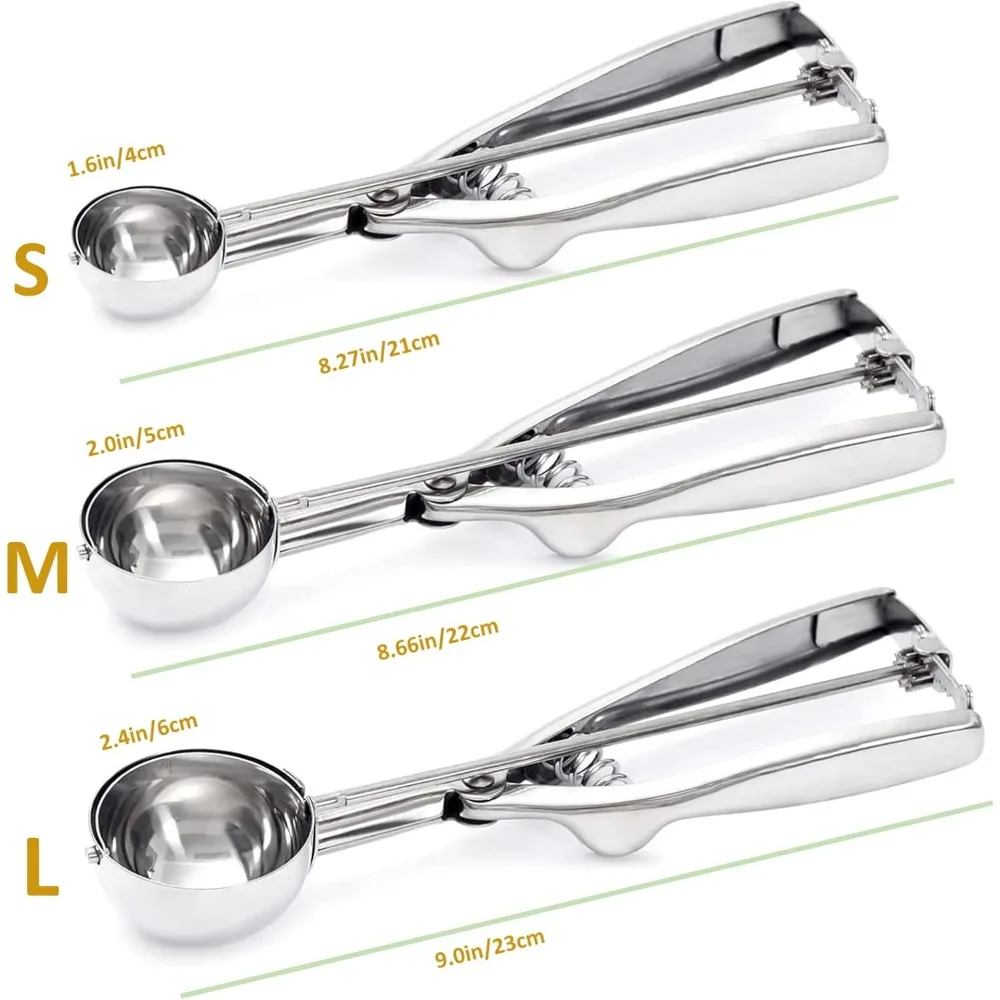 Baking Ice Cream Scoop Kitchen Tools Stainless Steel Spring Handle Mashed Potato Watermelon Ball Spoon Home Kitchen Accessories