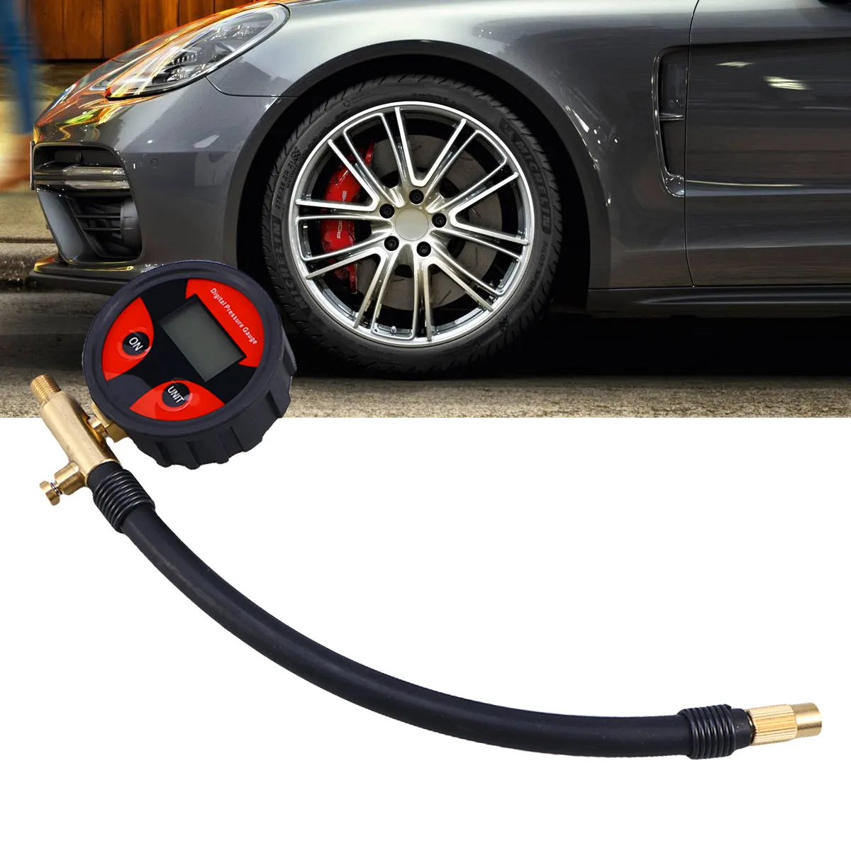 Digital Manometer Car Tire Pressure Gauge LCD Display Auto Alarm Vehicle Safety Monitoring Multifunction Pump Manometer Tool
