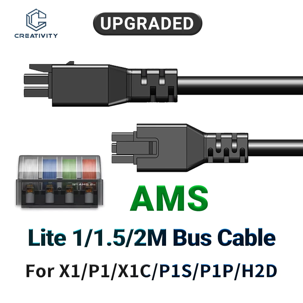 

For Bambu Lab X1 X1C P1P P1S 3D Printer 6-pin Extension Cable 1/1.5/2 Meters With Megnetic Ring AMS Cable