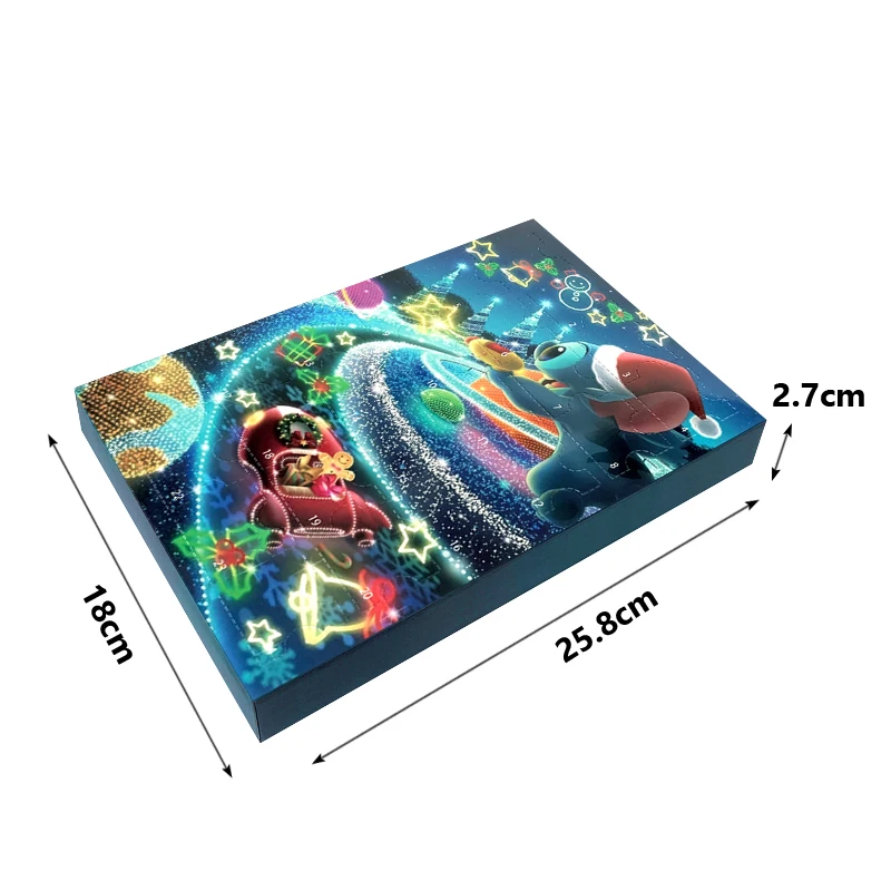Caja de calendario de Adviento de Stitch de Disney, calendarios de cuenta regresiva de Navidad de 24 días, modelo de figura de acción, muñecas, juguetes, regalo para niños