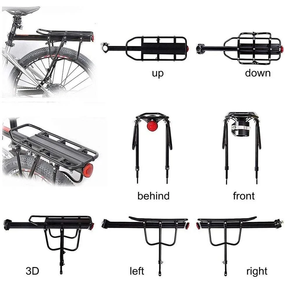 Bike Cargo Rack Rear Seat Racks Cycling Panniers Bags Rack Holder 26-29 Inch Bicycle Luggage Carrier Racks with Reflective Logo