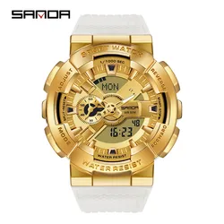 Fashion Sanda Men Military Sport Dual Display Electronic Watch 50m Waterproof Shock Top Luxury Clock Digital Wristwatch 9004