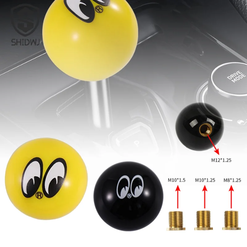1Pcs Universal Black Yellow Moon Eyes Racing Stick Shifter Lever Car Gear Knob Manual Automatic Acrylic Auto Shift Lever Cover