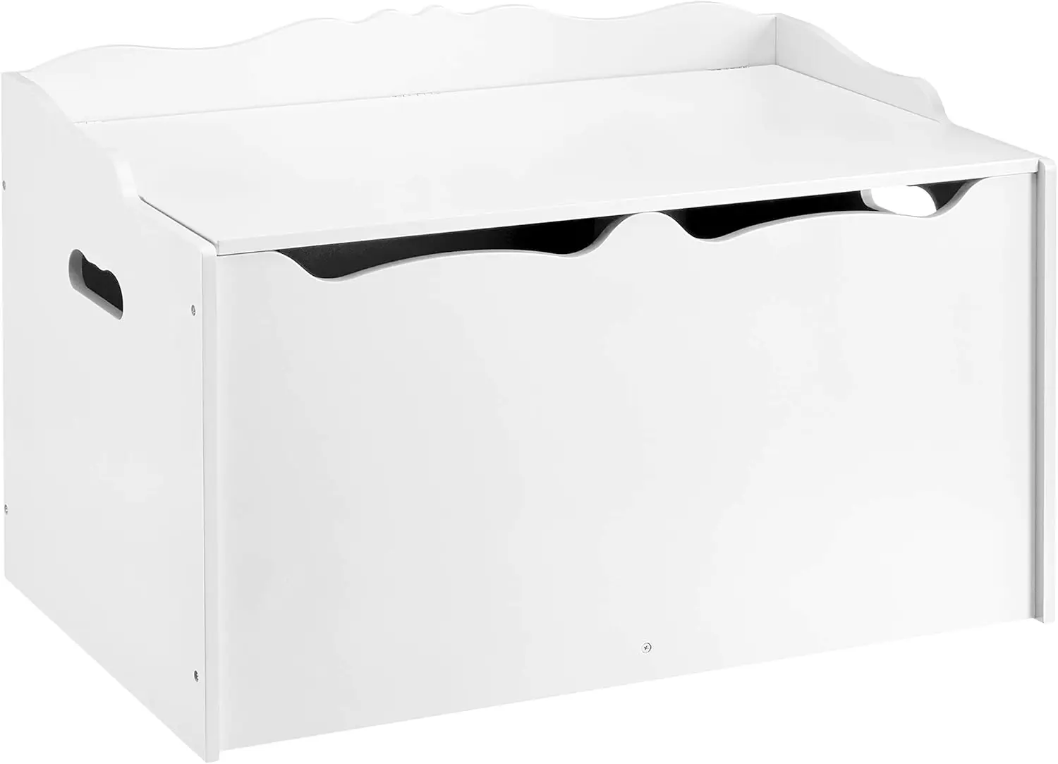 

White Wooden Toy Storage Chest with Safety Hinges, 30x18x19 Inches for Kids Room Organization