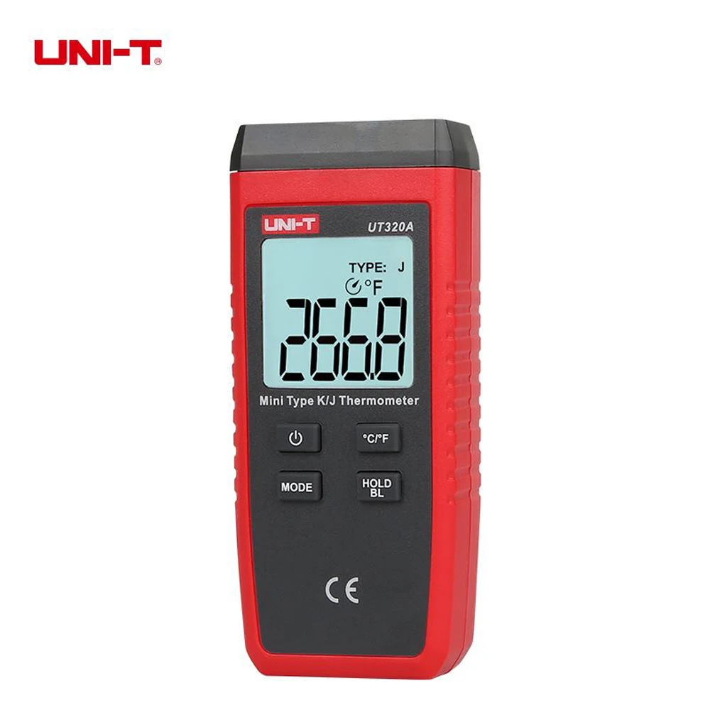 Termómetro UNI-T UT320A Mini tipo de contacto, selección de sonda termopar K/J con retroiluminación LCD, medición de temperatura