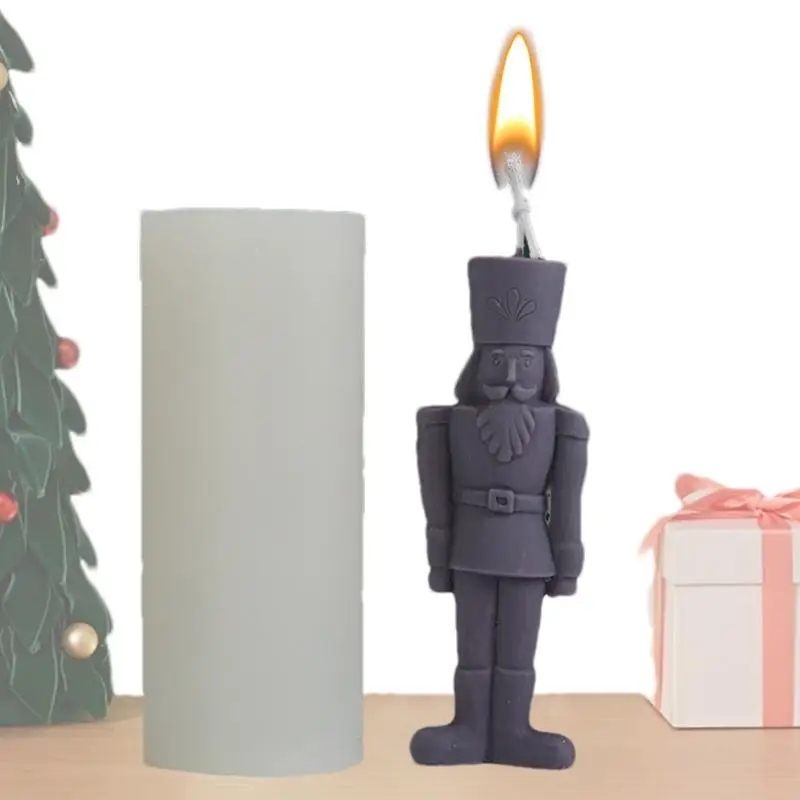 

King Candle Mold Human-Shaped King Candle Silicone Mold Reusable Easily Unmold Nutcracker Statue Candle Mould For Beginners For