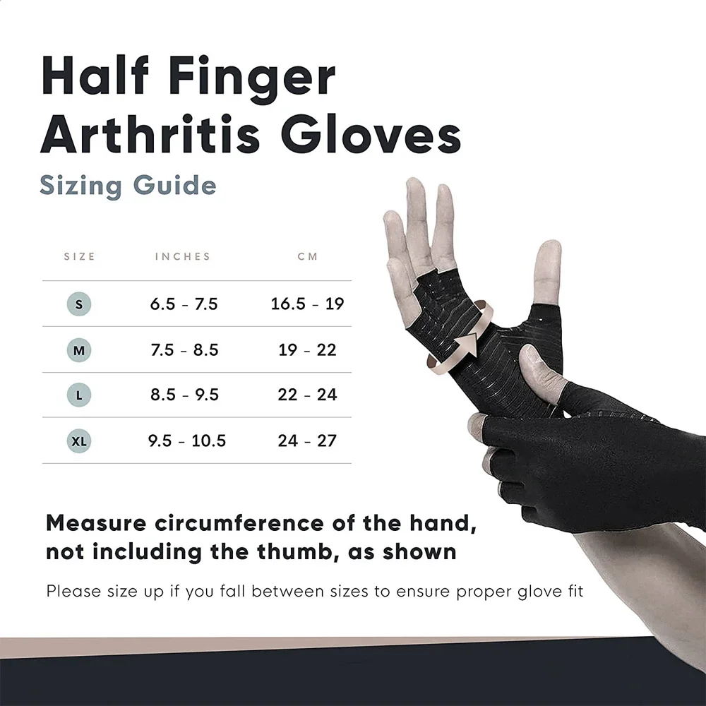 1Pair Arthritis Gloves Hand Support Wrist Brace for Swelling - Fingerless Gloves Carpal Tunnel Pain Wrist Support for Women Men