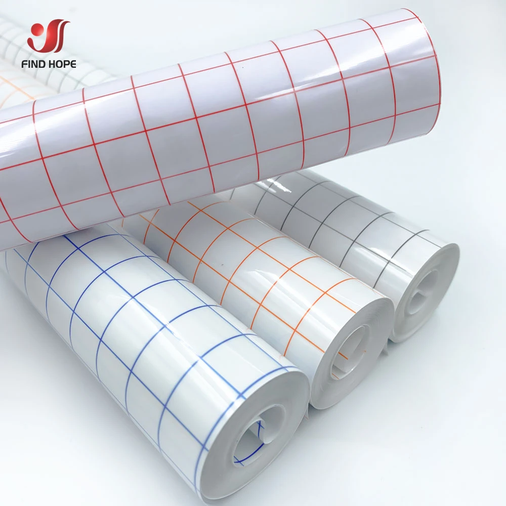 12 X 196inch Mid-Low Tack Adhesive Vinyl Application Transfer Parper Tape Clear Alignment Grid for Car Wall Craft Art Decal DIY