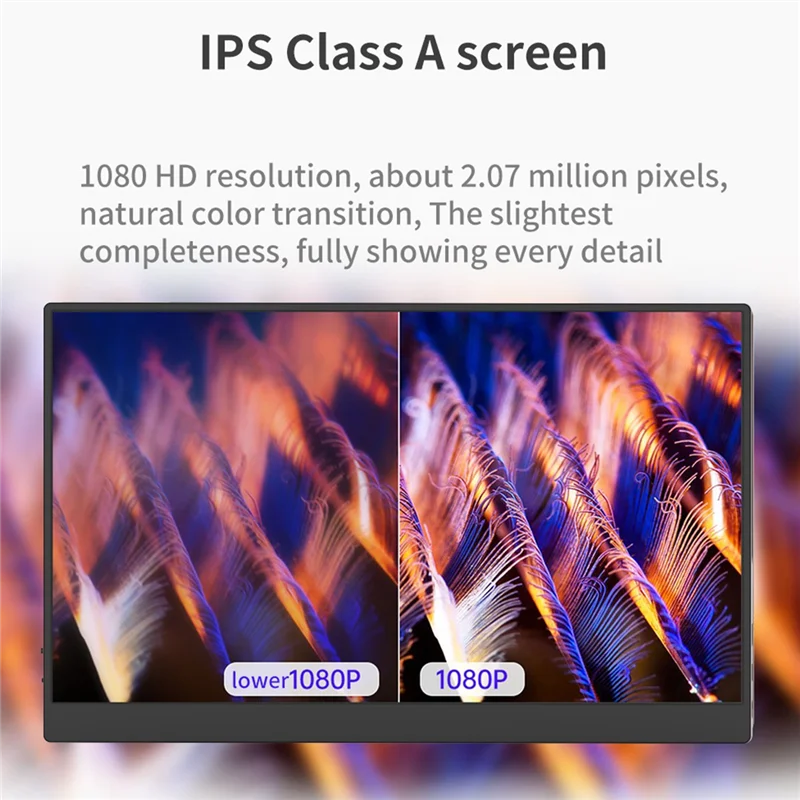 Monitor portátil de jogos com retroiluminação LED, tipo C HD para Switch, PC, TV Box, EU Plug, 15,6 pol, 1920x1080