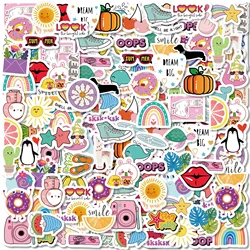 50PCS Bear, Penguin, Smiley Cartoon Character Theme Stickers Decorated Diary, Notebook, Skateboard Toy Stationery DIY Decal