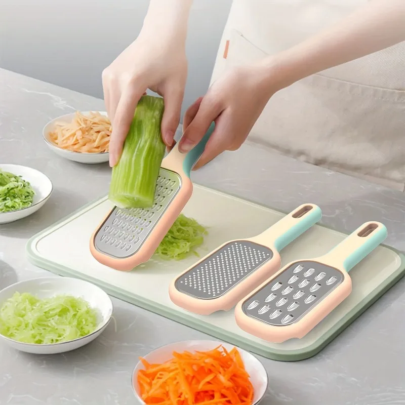 3pcs multifunctional stainless steel wire planer with rubber handle, suitable for planing radish and ginger shreds