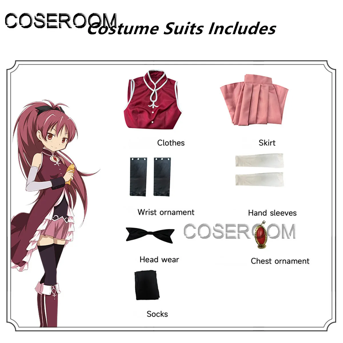 Anime Puella Magi Madoka Magica Kyoko Sakura Cosplay Costume Outfits Women Halloween Carnival Party Role Play Uniform Wig view 6