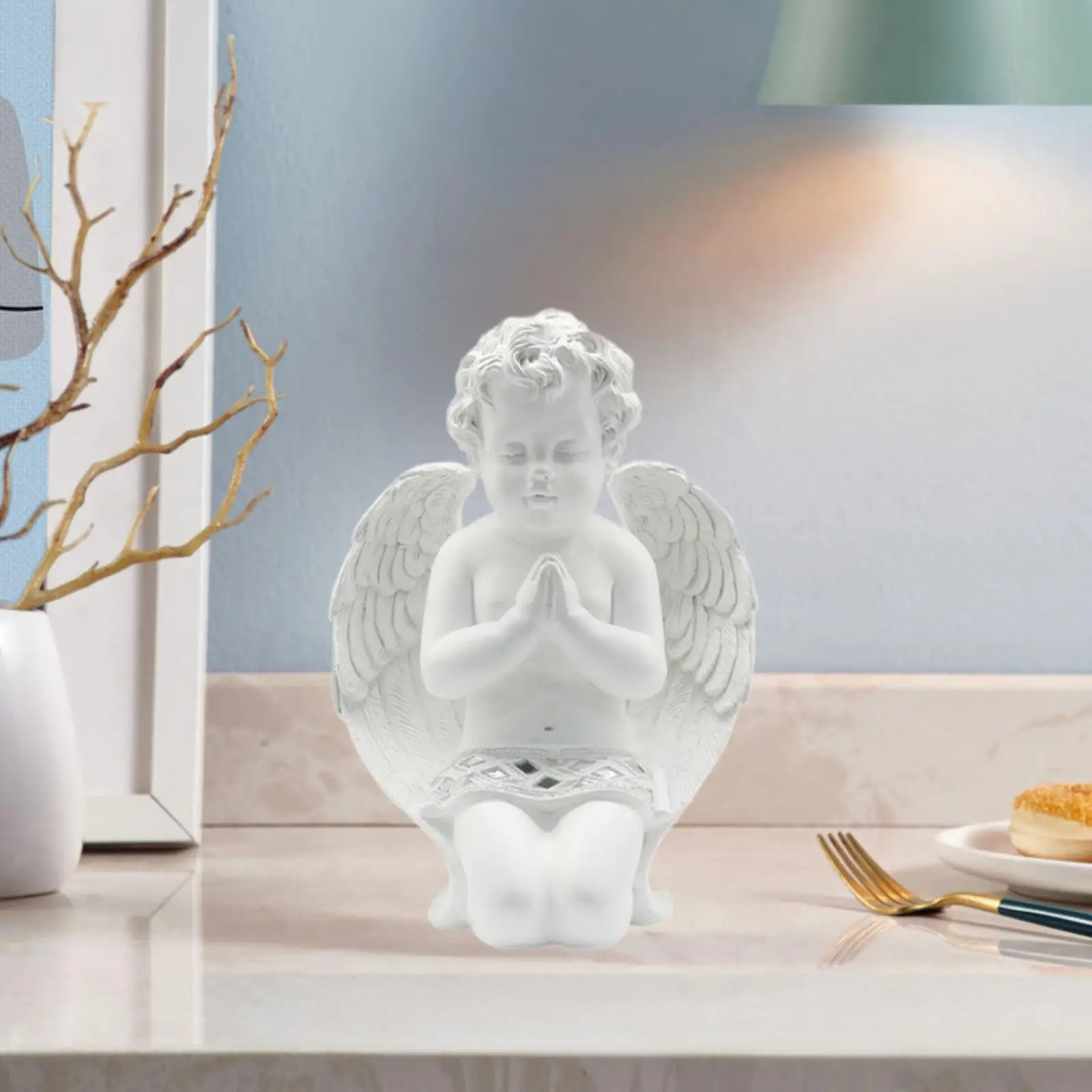 Kneeling Praying Cherub Statue Baby Angel Figurine for Indoor Office