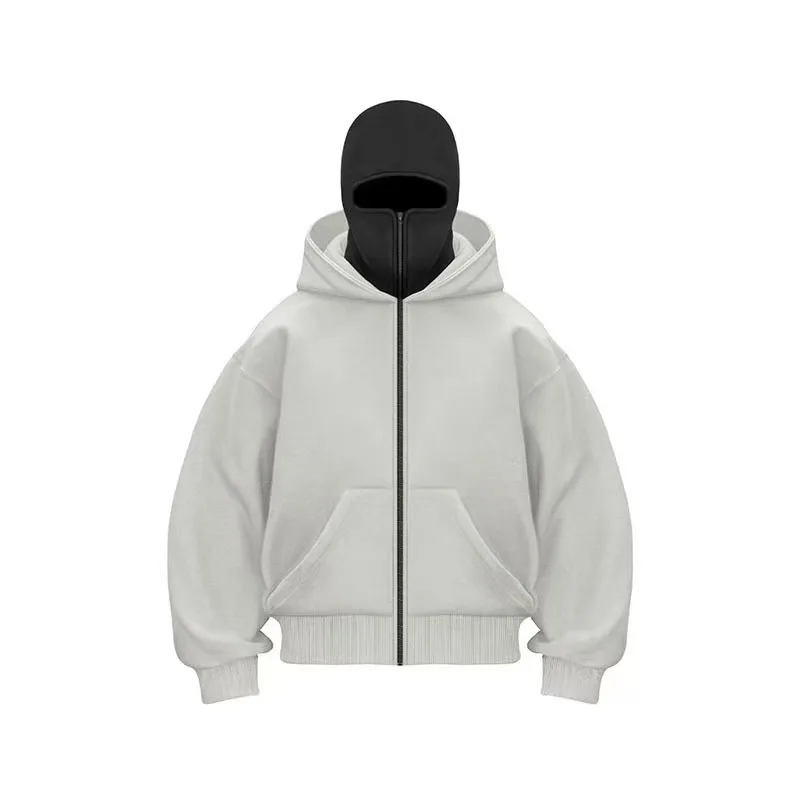 Balaclava Autumn/Winter Warm Fashion Personalized Hoodie Men\'s Soild Color Double layer Hoodie Sportswear 2025 New Edition