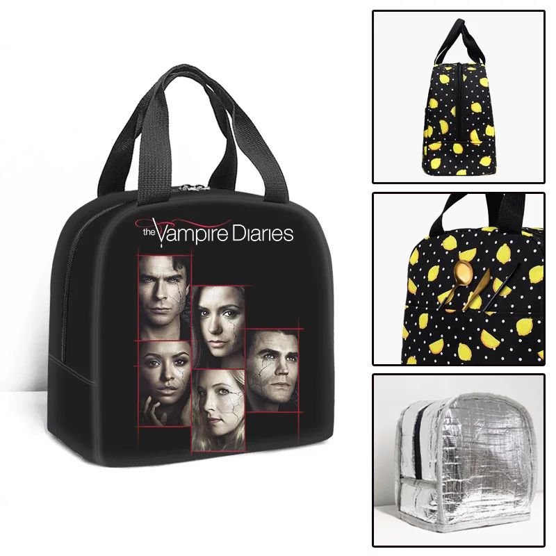 Harajuku Popular Vampire Diaries Student Work Lunchbox Thermal insulation Food Lunch Bag 3D Printed Portable Handbags Ice Bags