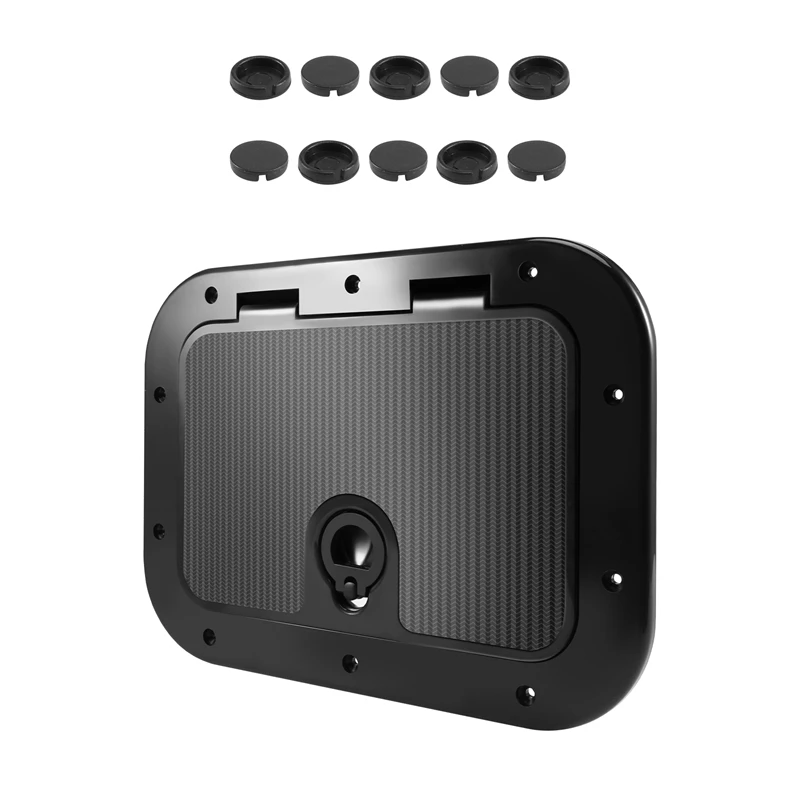 Marine Deck Plate Access Cover Pull Out Inspection Hatch With Latch For Boat Kayak Canoe, 14.96 X 11.02 Inch / 380 X 280Mm -Blac