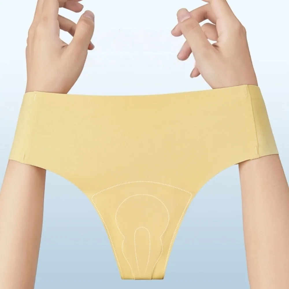 

Extended and Widened Inner Lining Ice Silk Panties Low Waist Solid Color Seamless Briefs Breathable Comfortable