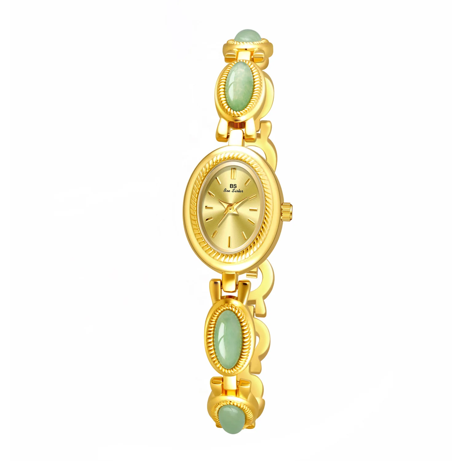 Relógio feminino uthai pulseira de marca de luxo à prova d'água retrô natural dongling pedra hotan jade relógios de corrente avançada presente