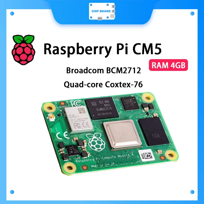 Original Raspberry Pi CM5 RAM 4GB WIFI EMMC CM5104032 Broadcom BCM2712 Dual 4K Output+HDR 800MHz VideoCore Quad-core Coxtex-76