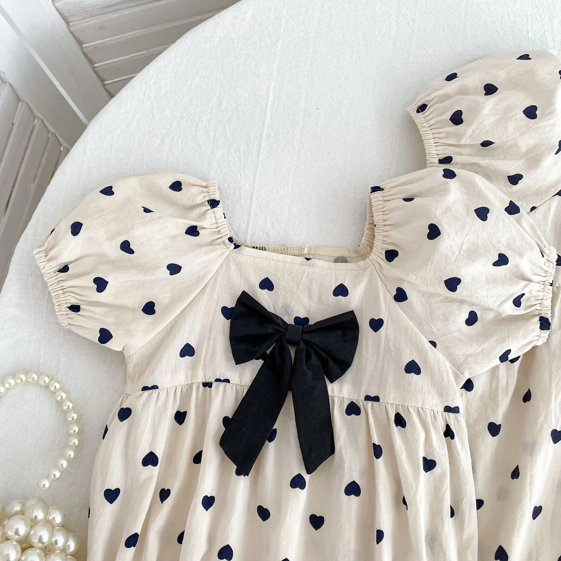 2026 Neues Frühlings-Schwesterkleid 2-6 Jahre Mädchen Partykleid Baumwolle Kinder Herzförmiges Kleid 0-24 Monate Baby Mädchen Kurzarm Bedruckter Strampler – Detail 20
