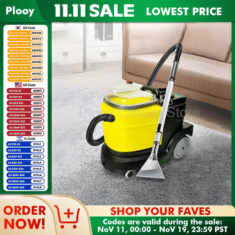 1500W Multi functional Carpet Sofa Cleaner Auto Carpet Mattress Steam Cleaner 14L Wet Dry Use For Home Commercial Deep Cleaning