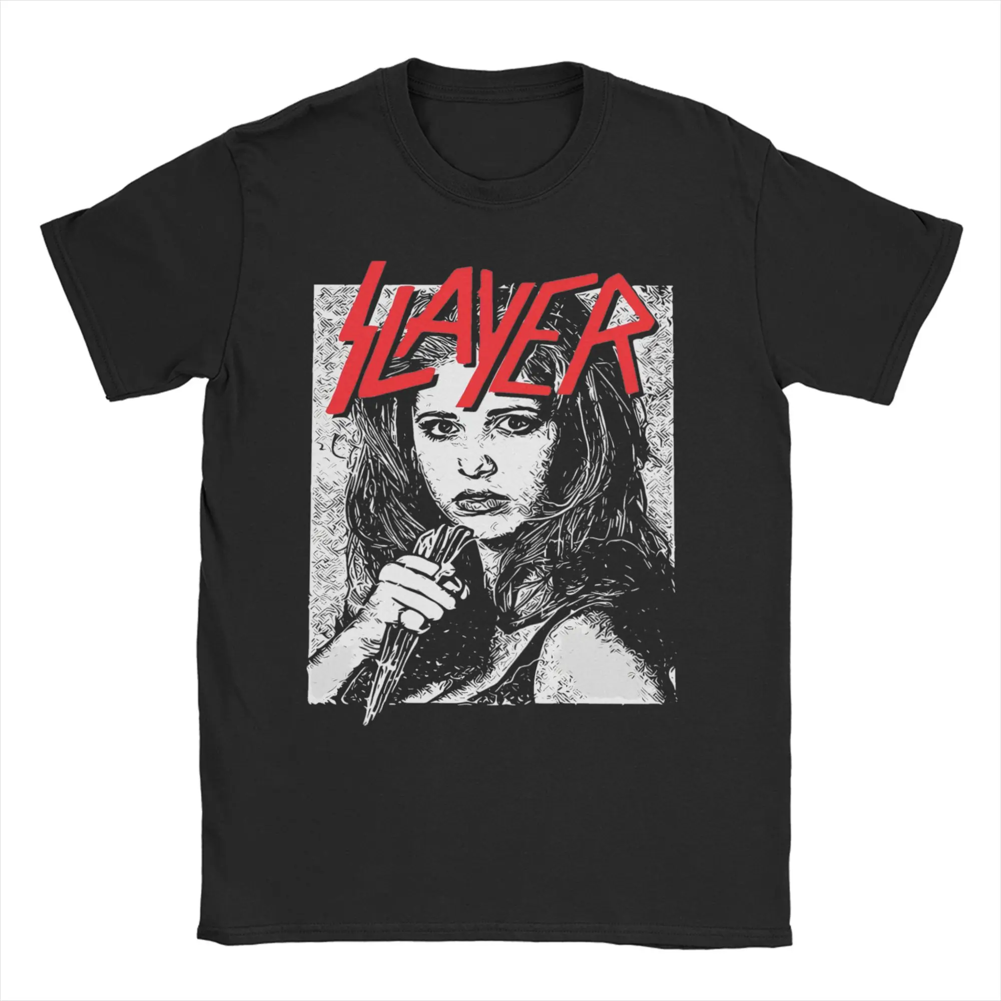 

Мужская и женская футболка Buffy Vampire Metal Mashup Slayer Band, хлопковая футболка с короткими рукавами, футболки с круглым вырезом, одежда больших размеров