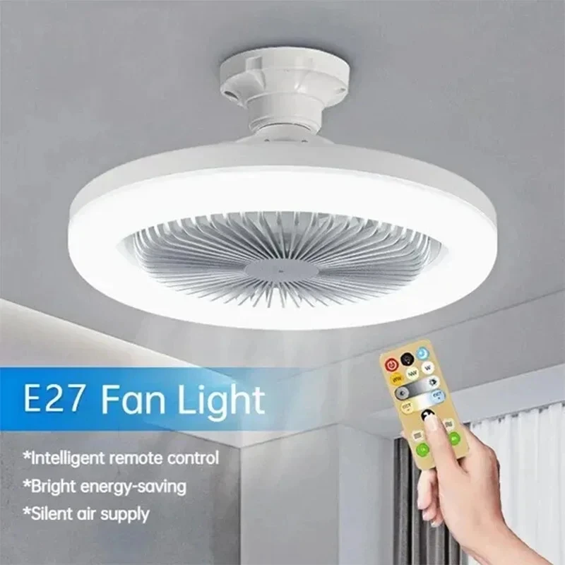 E27 Smart 3-in-1 Ceiling Fan with Remote Control and 3-Speed AC85-265V Lighting Base for Bedroom and Living Room Lighting