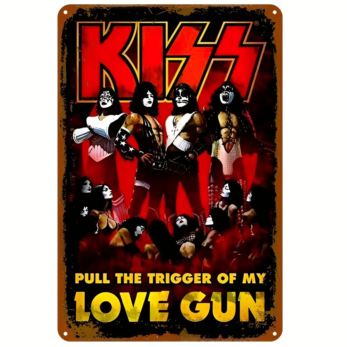 Kiss Rock Band Vintage Metal Sign -  Humorous Wall Art for Home, Garden, Cafe, Bar & More Perfect Christmas, Thanksgiving,