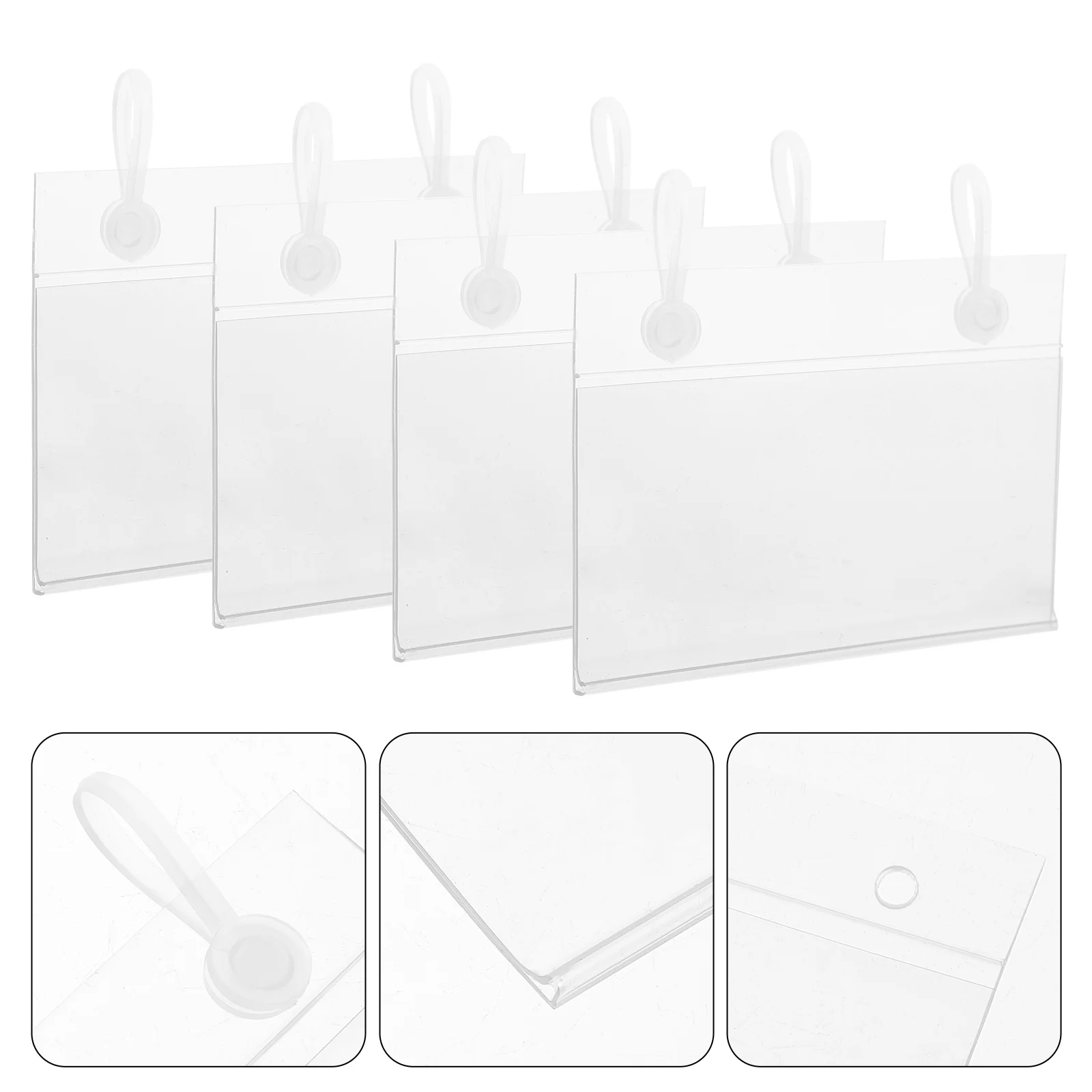 50 Pcs Price Tag Label Holder Sign Display Stand Hook up Binaural Shelf Pvc Supermarket Labels Wear-resistant