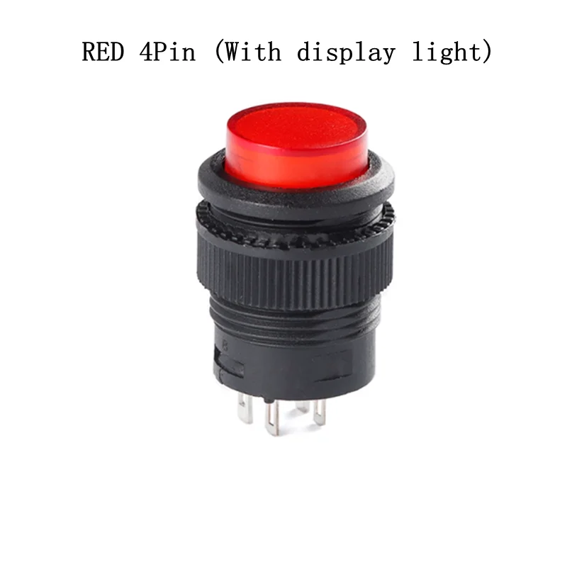 5PCS R16-503A/AD/B/BD Power Switch Button R16-503 Blue Yellow LED R16-503B  Latching Reset Button 2P 4P Self-lock No Lock Reset