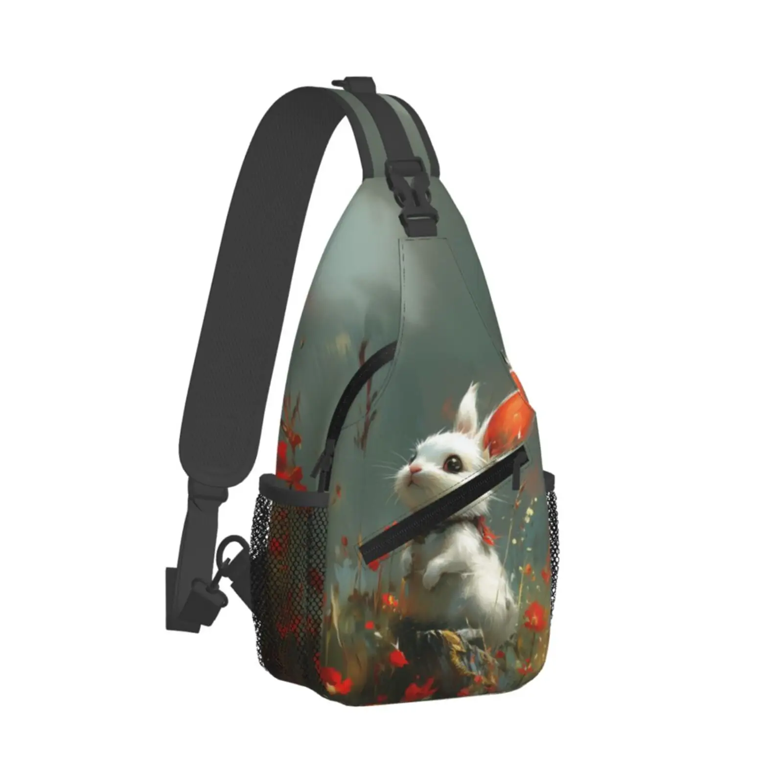 Bunny Printing Men Crossbody Bag Large Chest Bag,Travel Hiking Sports Running,Personalized Gifts for Birthday Hand Bags