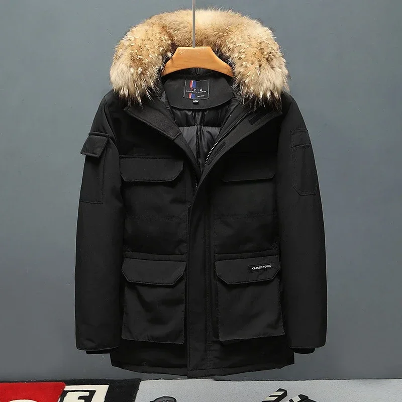 Men Winter Hooded Fur Collar Duck Down Coats Long Down Jackets High Quality Male Outdoor Windproof Warm Casual Winter Jackets 4X