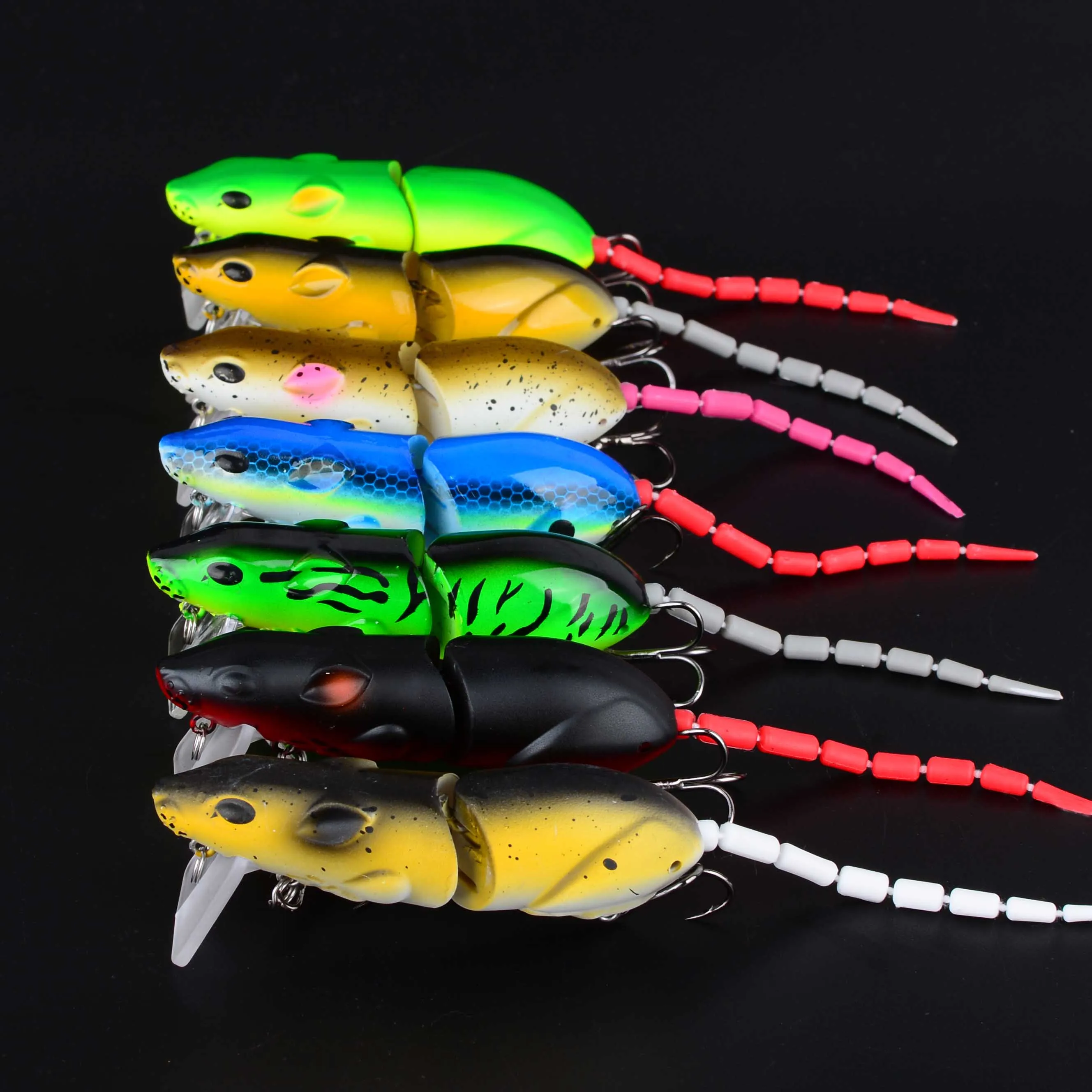 7-個マウスルアー人工プラスチックマウス釣りルアースイムベイトラットパイクバスミノーフローティングベイト釣具アクセサリー