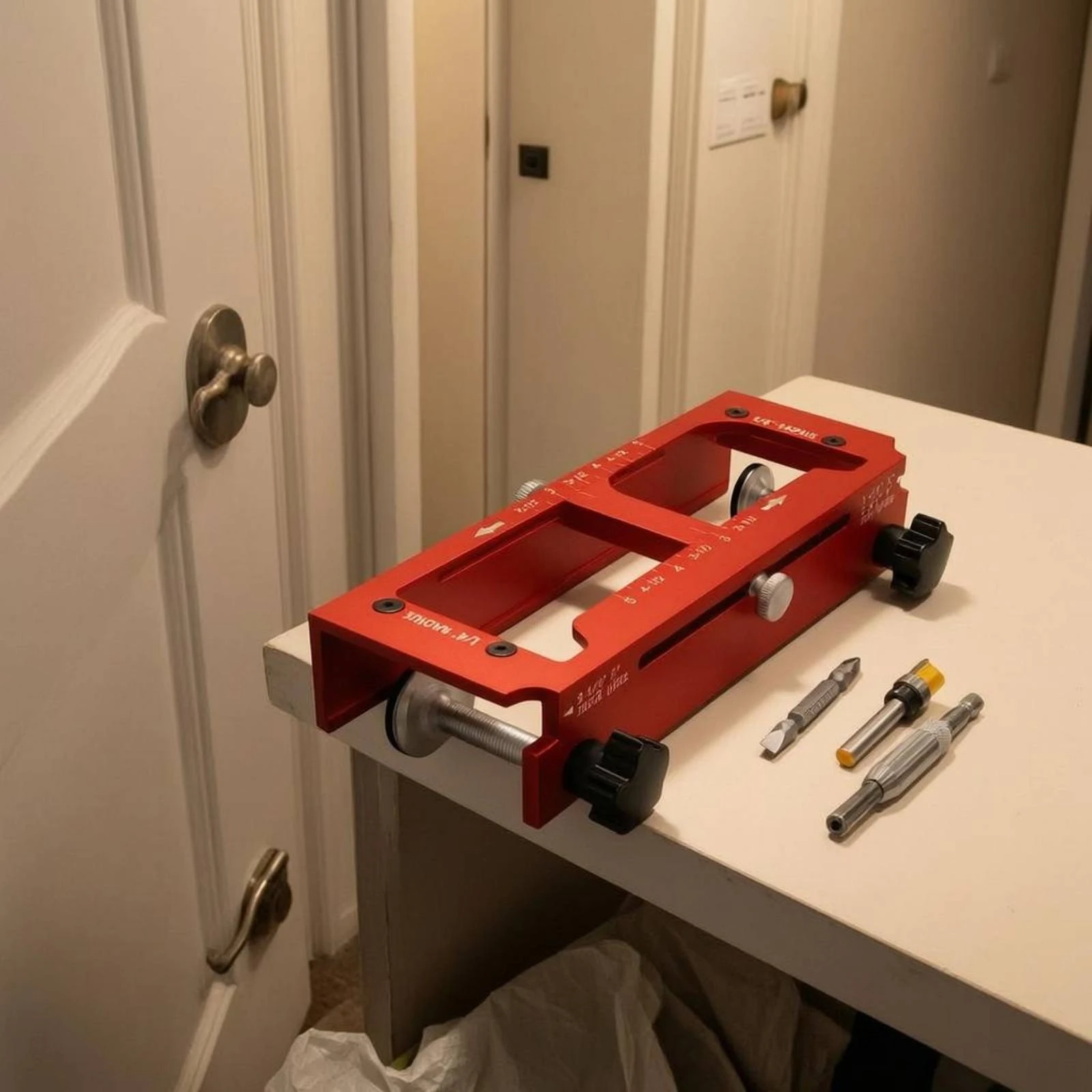 Hinge Jig Adjustable Door Drilling Template Door Hole Drilling Tool Metal Body Hinge Mortising Template Painted Finish