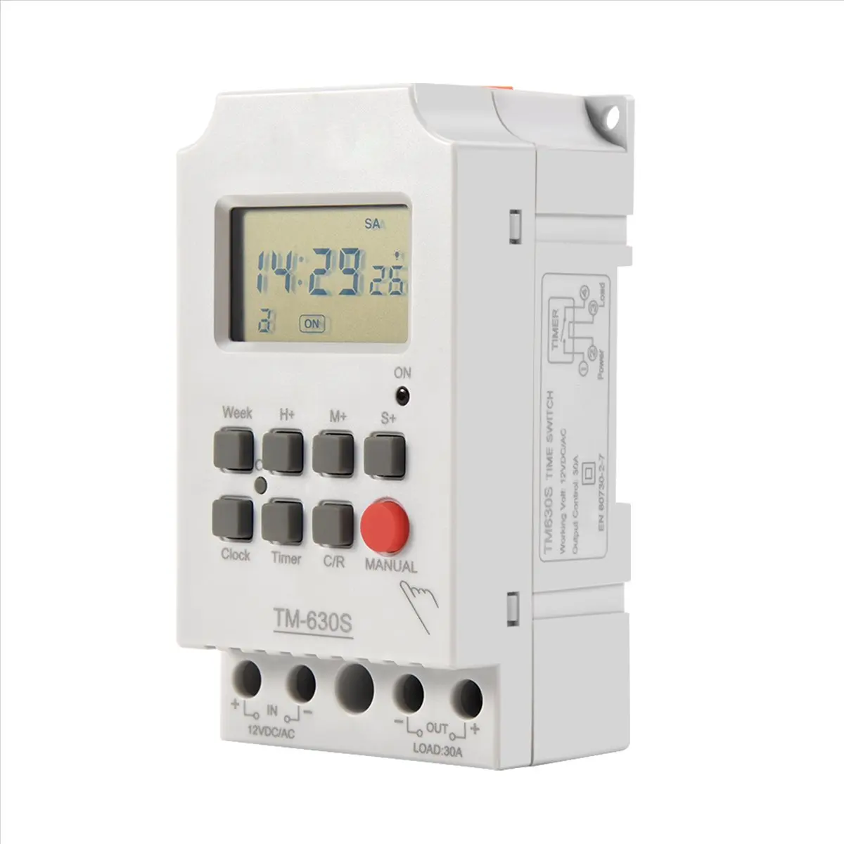 REST  Tm630S-4 12V Seconds Control Timer Switch Large Screen Digital Display Hot Pin Voltage Output Time Controller