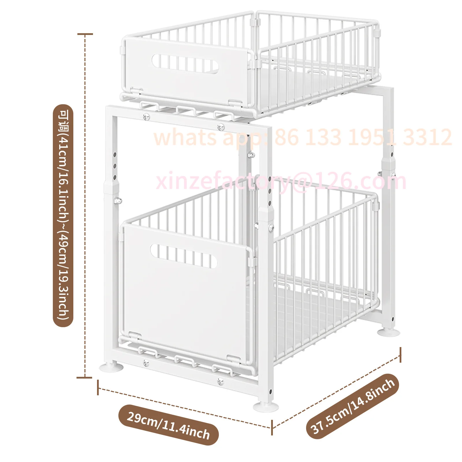 

Customizable Kitchen Sink Storage Rack Pull-Out Basket Double Layer Spice Snack Bottle Can Organizer Cabinet Multi-level Shelf