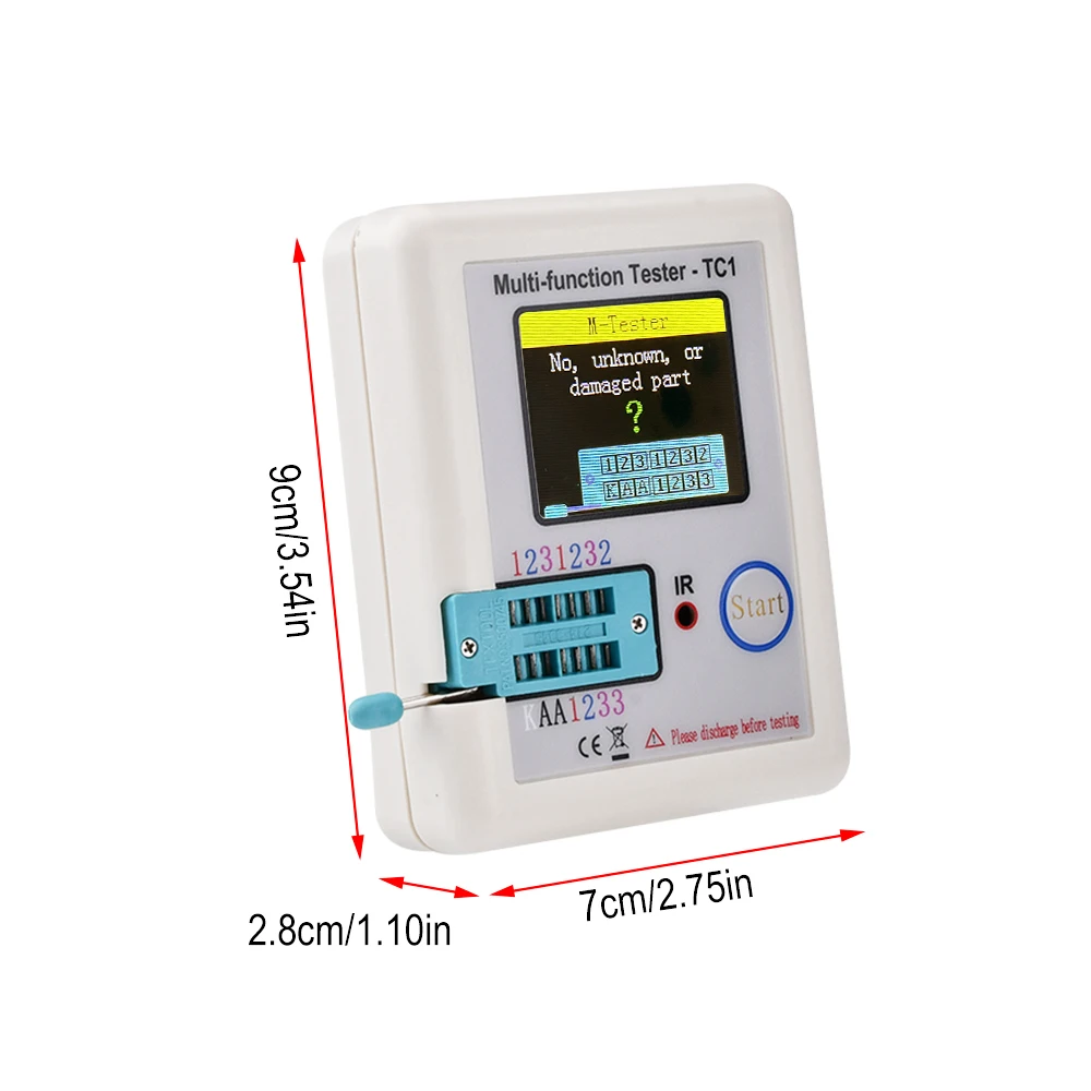 LCR-TC1 LCR TC1 Színes kijelző multifunctional TFT backlight Hordozható vevő ESR teszter számára Dióda Trióda Kondenzátor Ellenállás