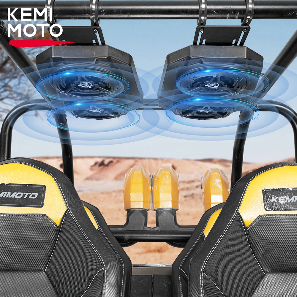 Sistema de sonido Bluetooth KEMIMOTO UTV, altavoces de 6,5 pulgadas, compatible con jaula antivuelco de 1,625-1,9 pulgadas, compatible con Polaris RZR para Can-Am Maverick X3