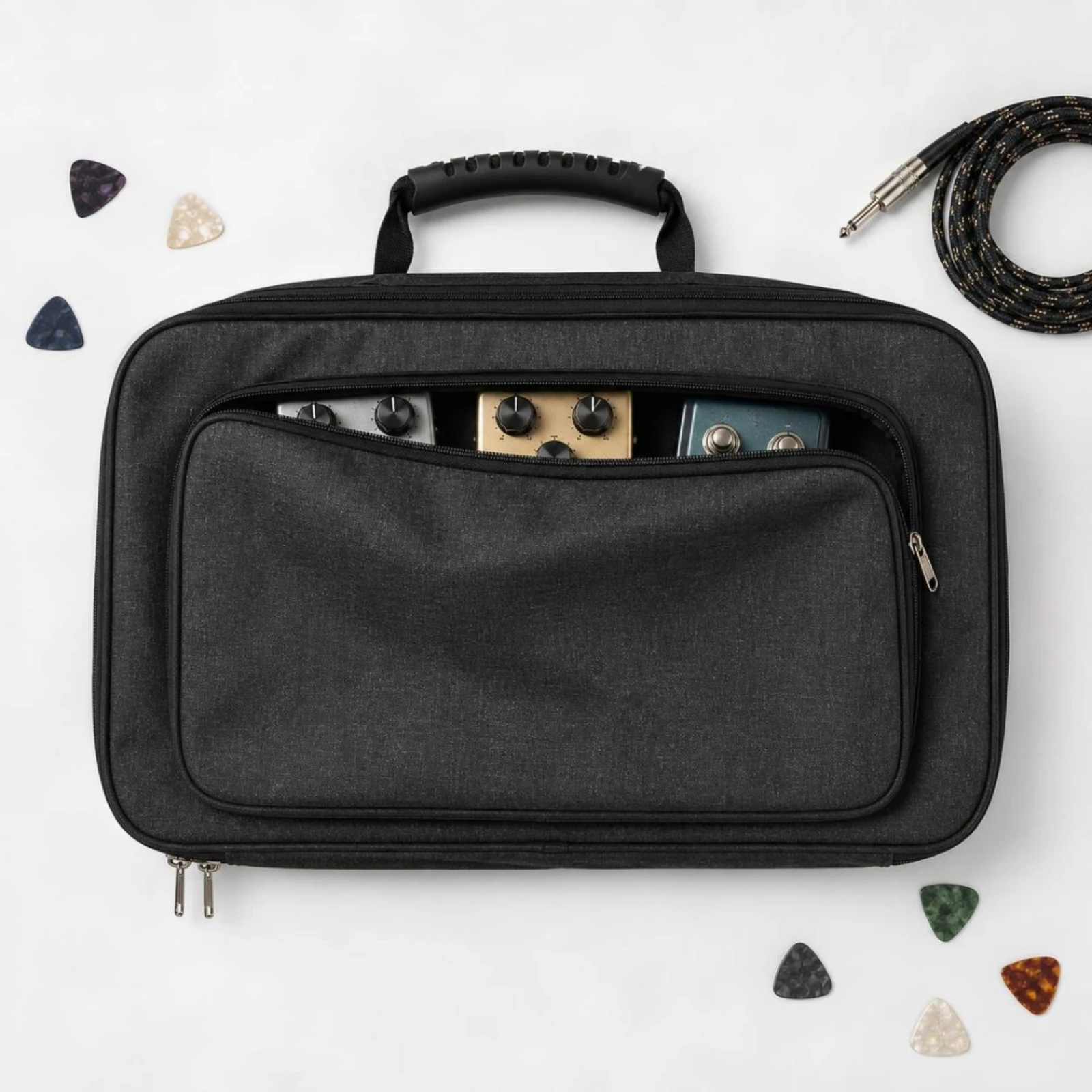 Guitar Effects Pedal Board Carry Bag Padded Effects Pedal Bag Wear-Resistant Secure for Guitarists, Gigs, Rehearsals