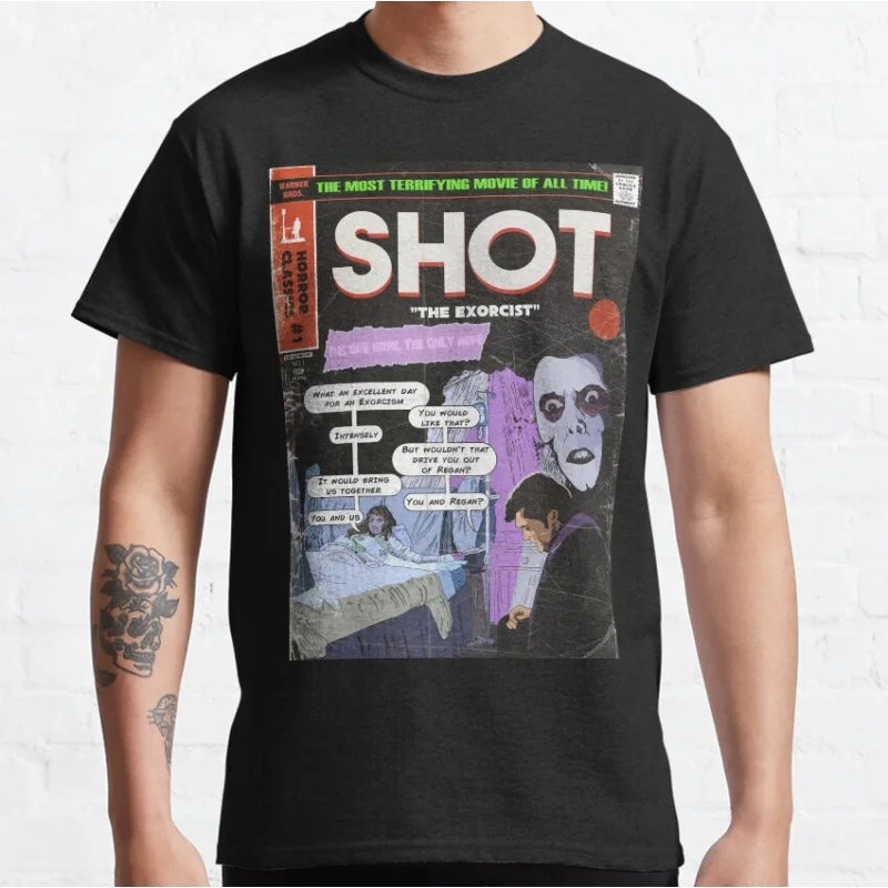 

0618 Vintage Horror movie The Exorcist Scary Halloween Gift t shirt Retro Scream Pazuzu graphic clothing Large size Tops