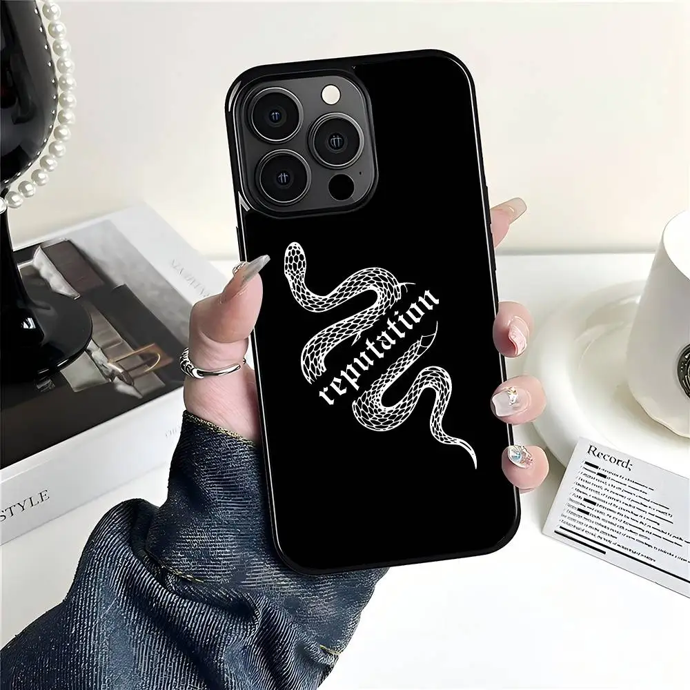 Funda para Teléfono T-Taylor S-Swift Reputation para iPhone 17 Air 16 15 Pro Max 14 Plus 13 12 11, Carcasa Trasera Rígida de PC Negra a Prueba de Caídas
