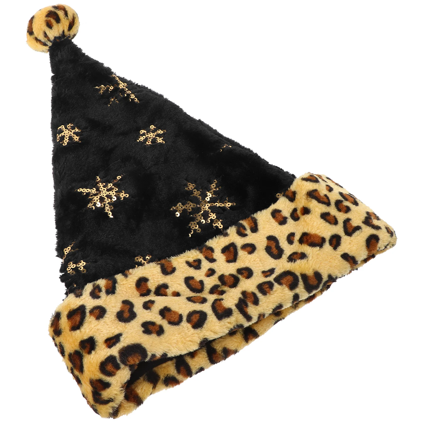 Leopard Print Christmas Hat Classic Party Supplies Costume Halloween Santa Clause Xmas Plush Man