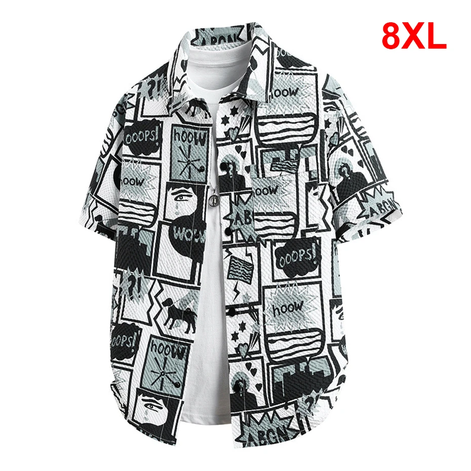 

Summer Hawaiian Beach Shirt Men Plus Size 8XL Short Sleeve Shirts Fashion Streetwear Shirts Male Big Size 8XL