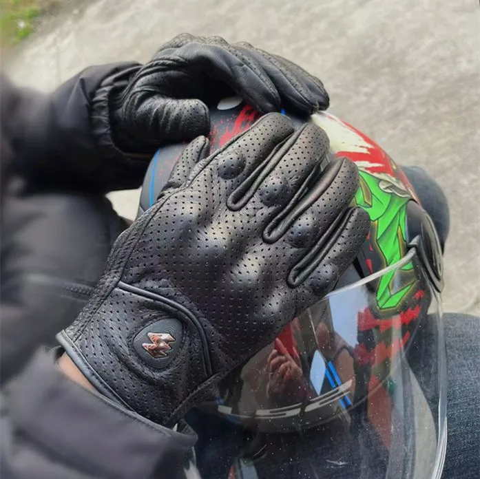 Touchscreen echt leer motorfiets skidproof harde knokkel lange vinger handschoenen beschermende uitrusting voor buitensporten motorcross ATV